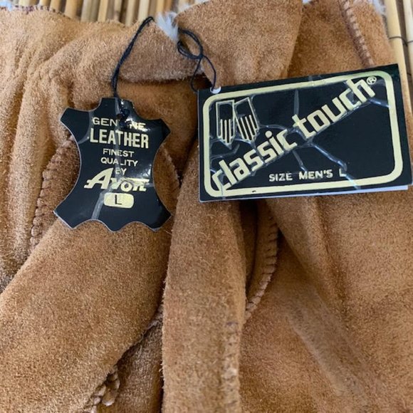 SOLD-Vintage Avon  Classic Touch Large Leather/Swede Men's Gloves - Picture 2 of 5